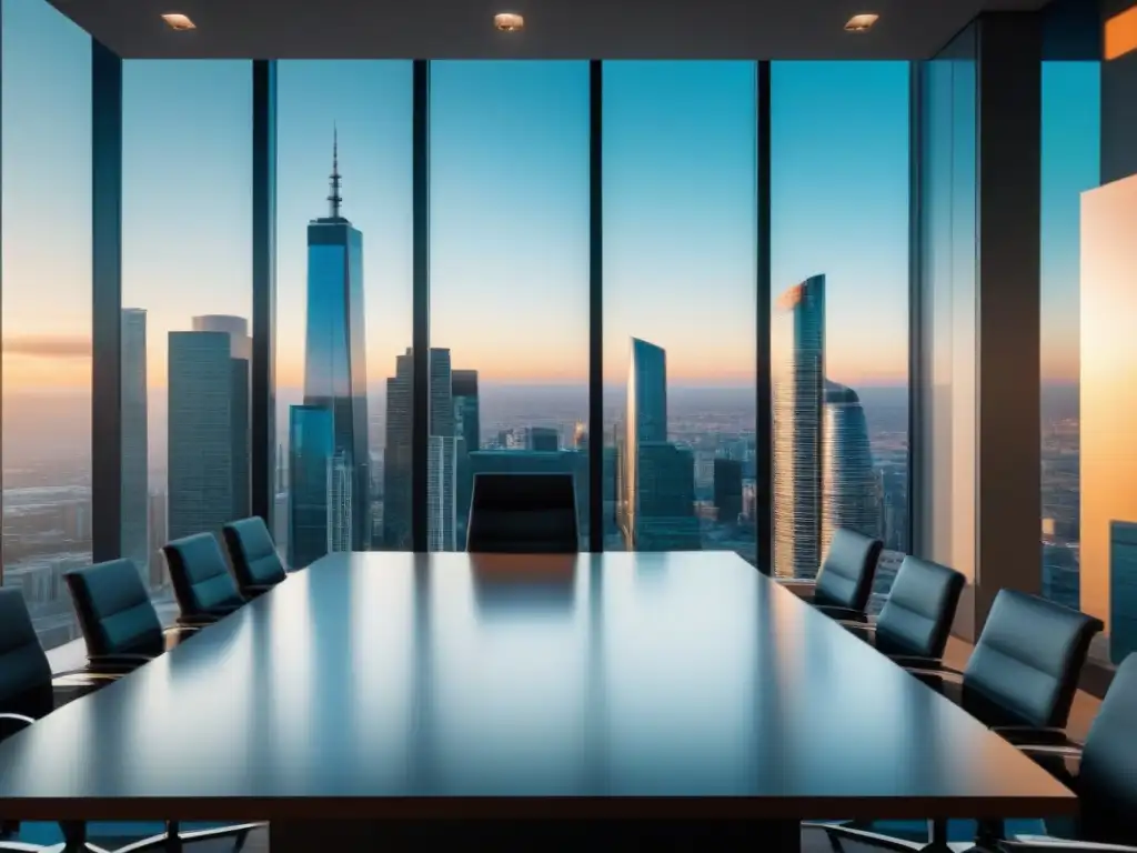 Edificio moderno en ciudad vibrante: éxito en inversión inmobiliaria Un edificio de oficinas moderno reflejando la ciudad