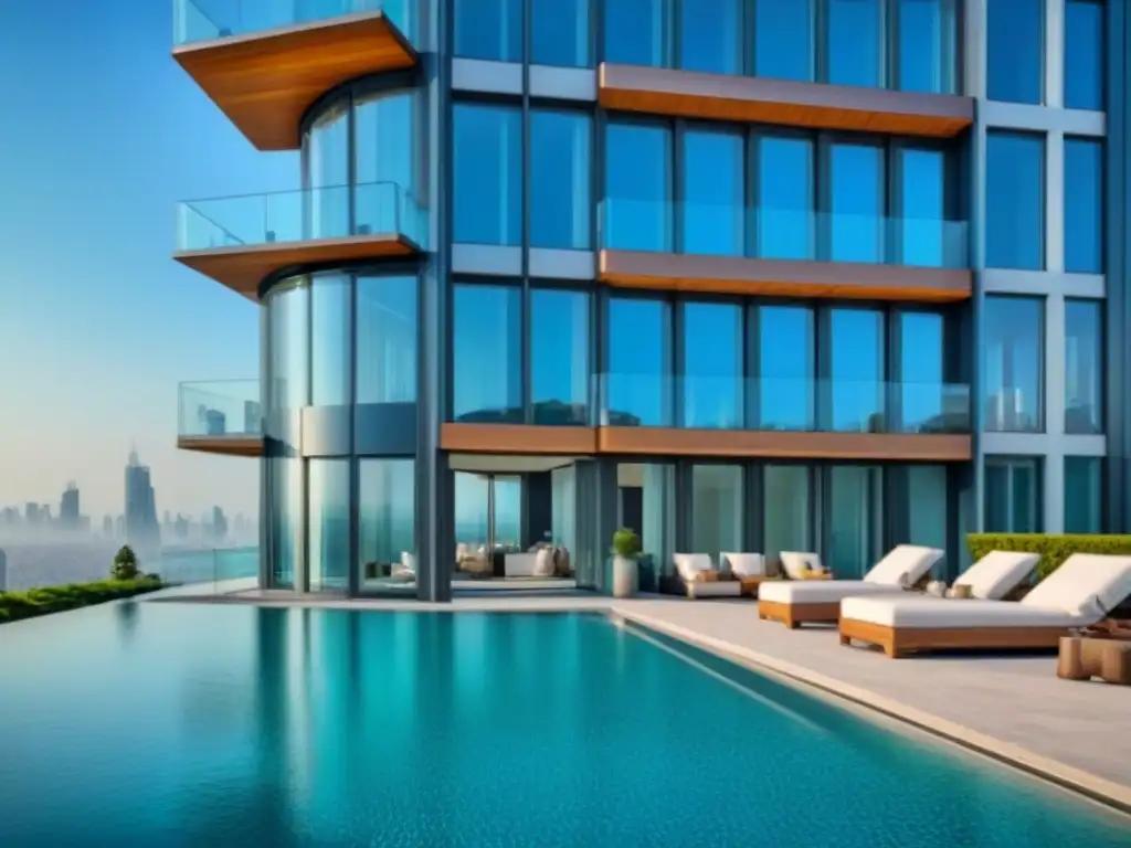 Edificio residencial moderno de lujo en zona exclusiva, reflejando sofisticación para inversores extranjeros en finca raíz