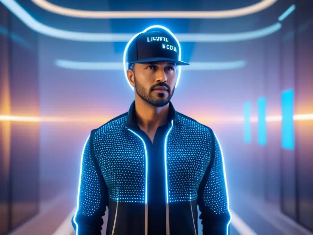 Interconexión y eficiencia fintech con bloques digitales y profesionales analizando datos financieros en una oficina sofisticada