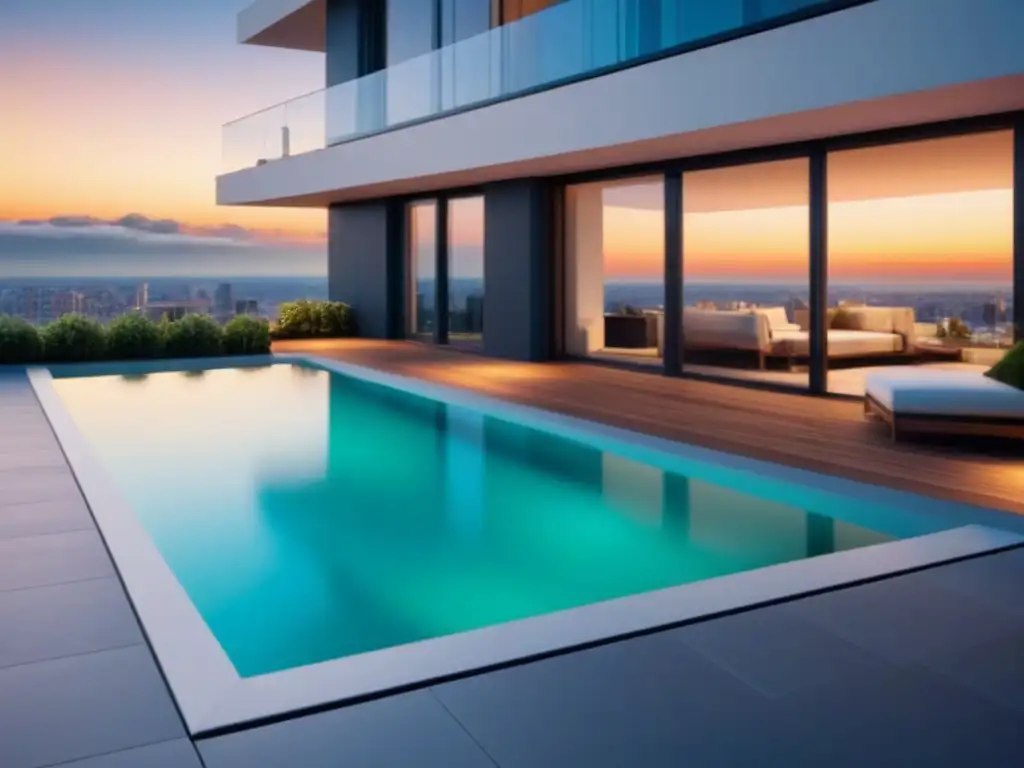 Edificio de lujo con vistas a la ciudad: seguro de alquiler Elegante edificio de apartamentos moderno con vista a la ciudad