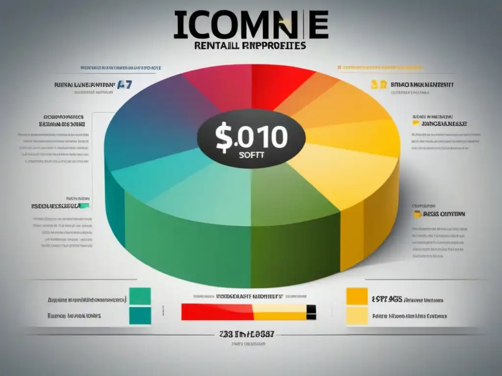 Infografía financiera para propietarios de alquileres Infografía elegante sobre gestión eficiente ingresos gastos alquileres con gráficos coloridos y datos financieros clave