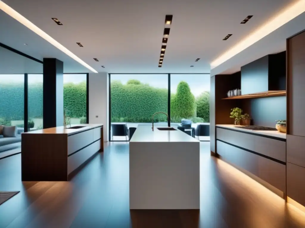 Cocina de lujo en casa moderna vacía con diseño elegante Un elegante y moderno espacio de cocina en un hogar vacío nido, con impactantes acabados y diseño contemporáneo