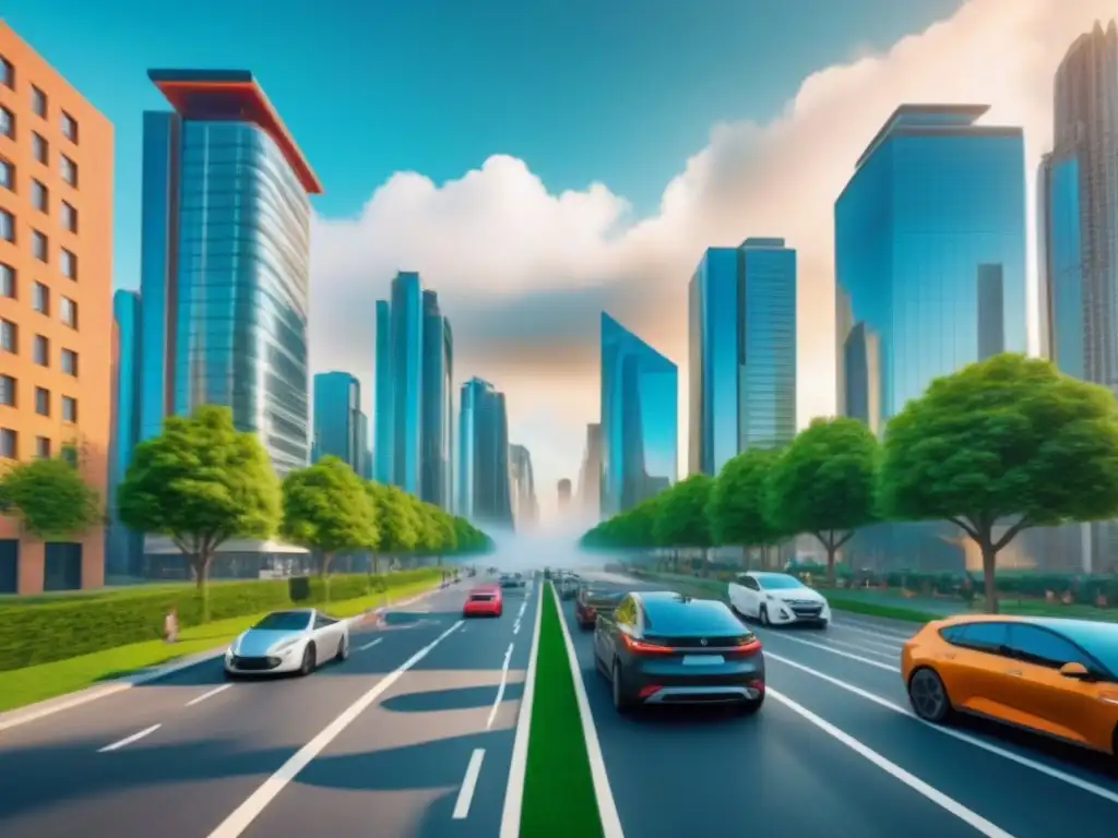 Mercado inmobiliario del futuro: diversidad y transparencia Un emocionante mercado inmobiliario urbano con diversidad de personas, reflejando la normativa de protección al consumidor