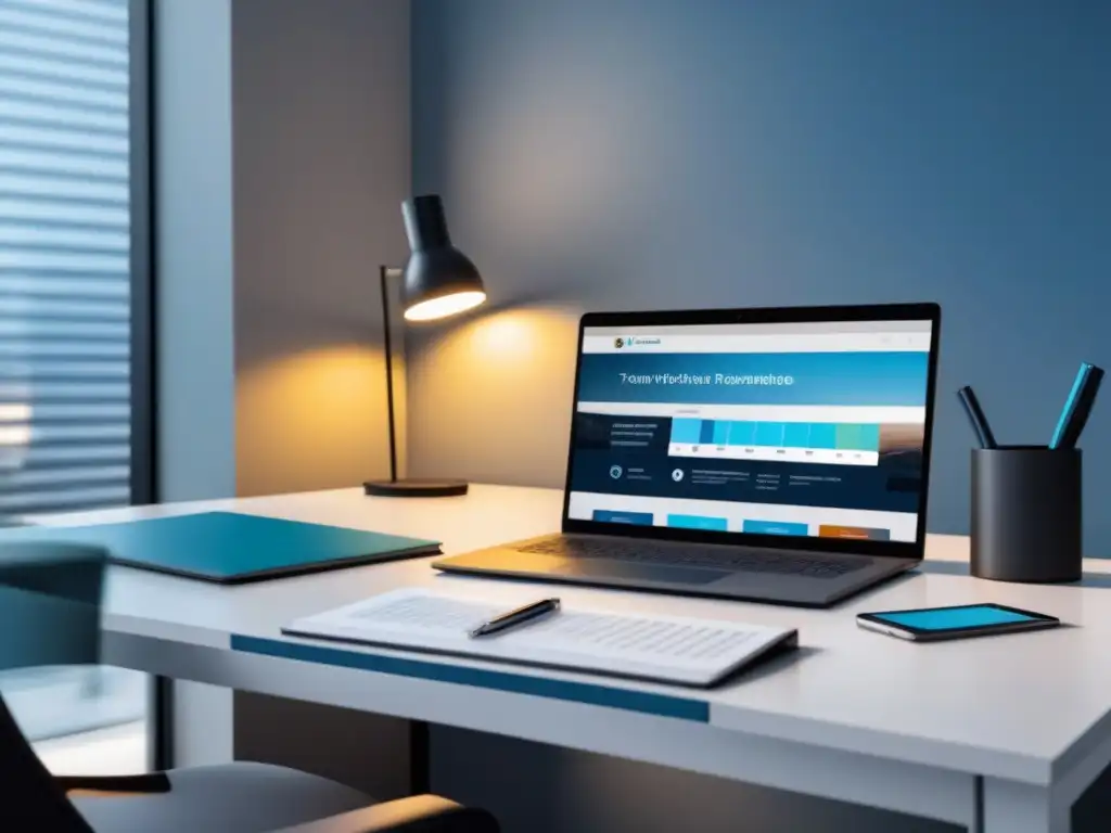 Oficina digital para agentes inmobiliarios: productividad y elegancia Un entorno de trabajo digital elegante y moderno para afiliados de plataformas inmobiliarias
