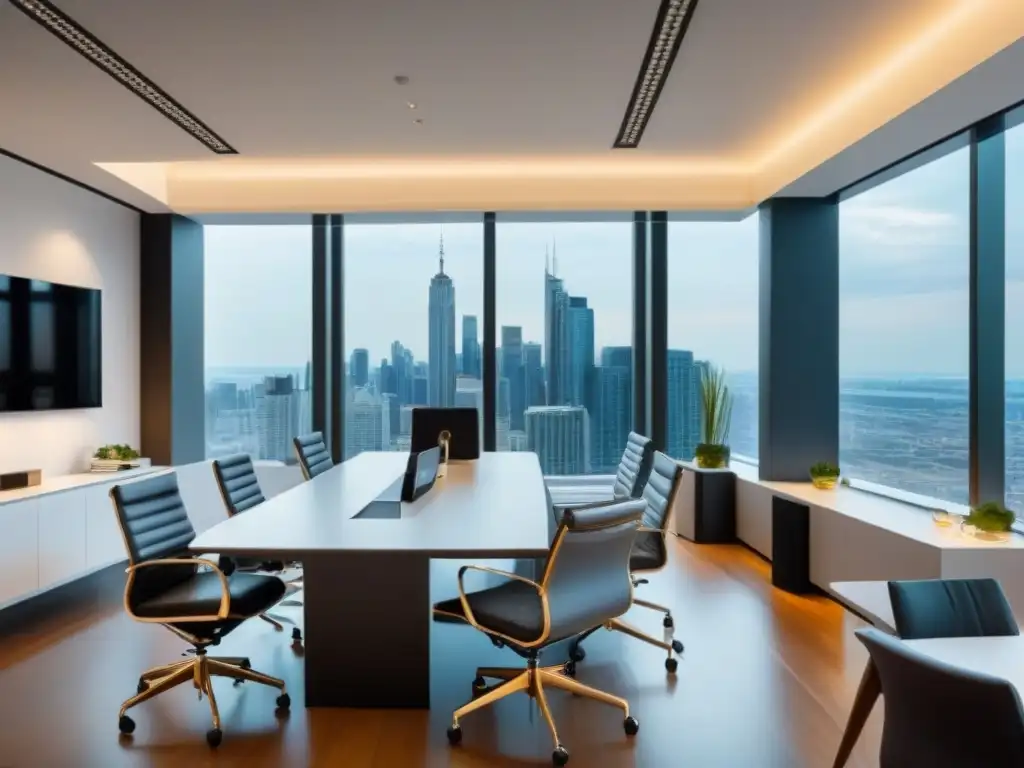 Oficina moderna en rascacielos: preparación profesional para auditoría Equipo diverso preparando empresa inmobiliaria auditoría externa en oficina moderna con vistas a la ciudad