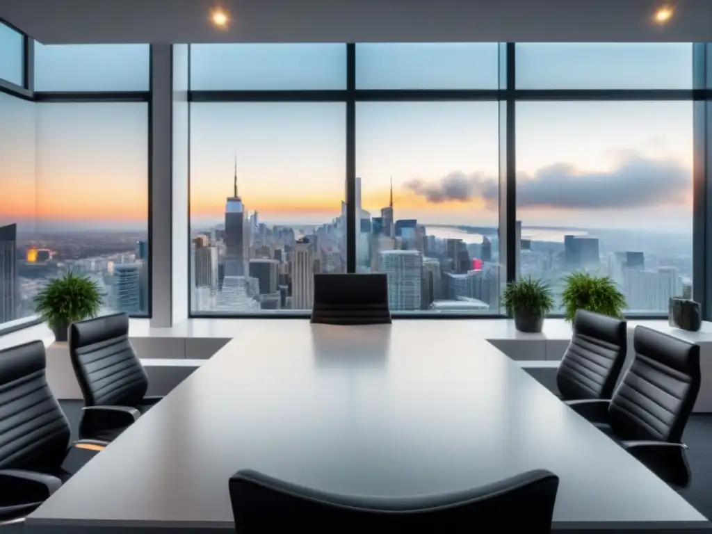 Oficina inmobiliaria moderna y creativa en la ciudad Un equipo diverso discute estrategias de video marketing inmobiliario en una oficina moderna con vistas a la ciudad