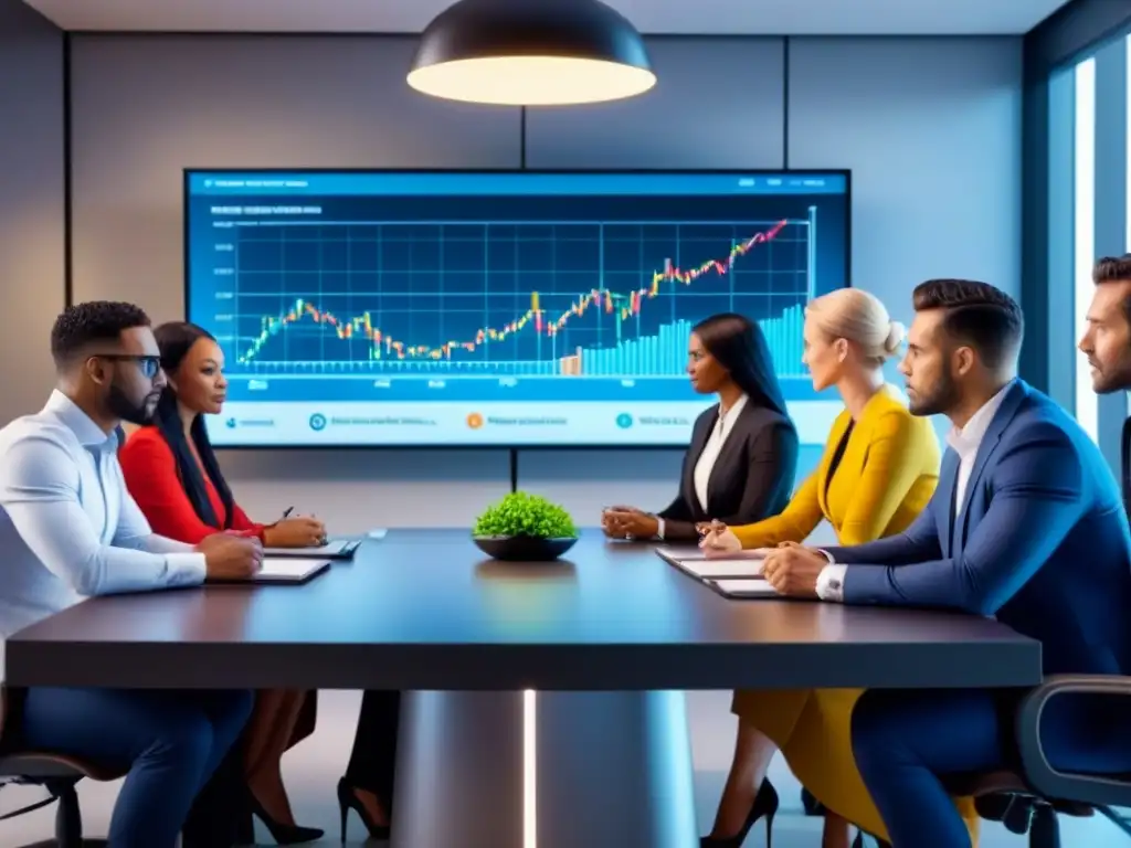 Reunión estratégica de profesionales para renegociar hipotecas Equipo diverso renegociando hipoteca en tiempos de crisis con estrategias innovadoras