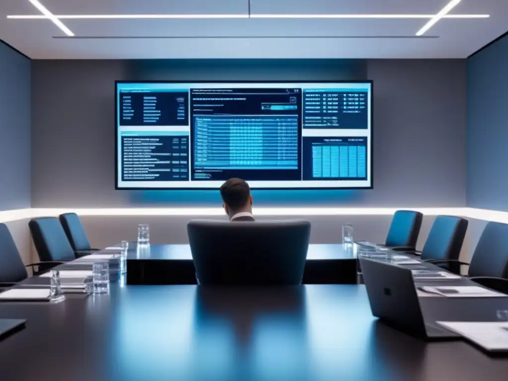 Profesionales en Sala de Reuniones Detectan Phishing Equipo diverso en oficina moderna discutiendo sobre prevención de Phishing en financiamiento inmobiliario