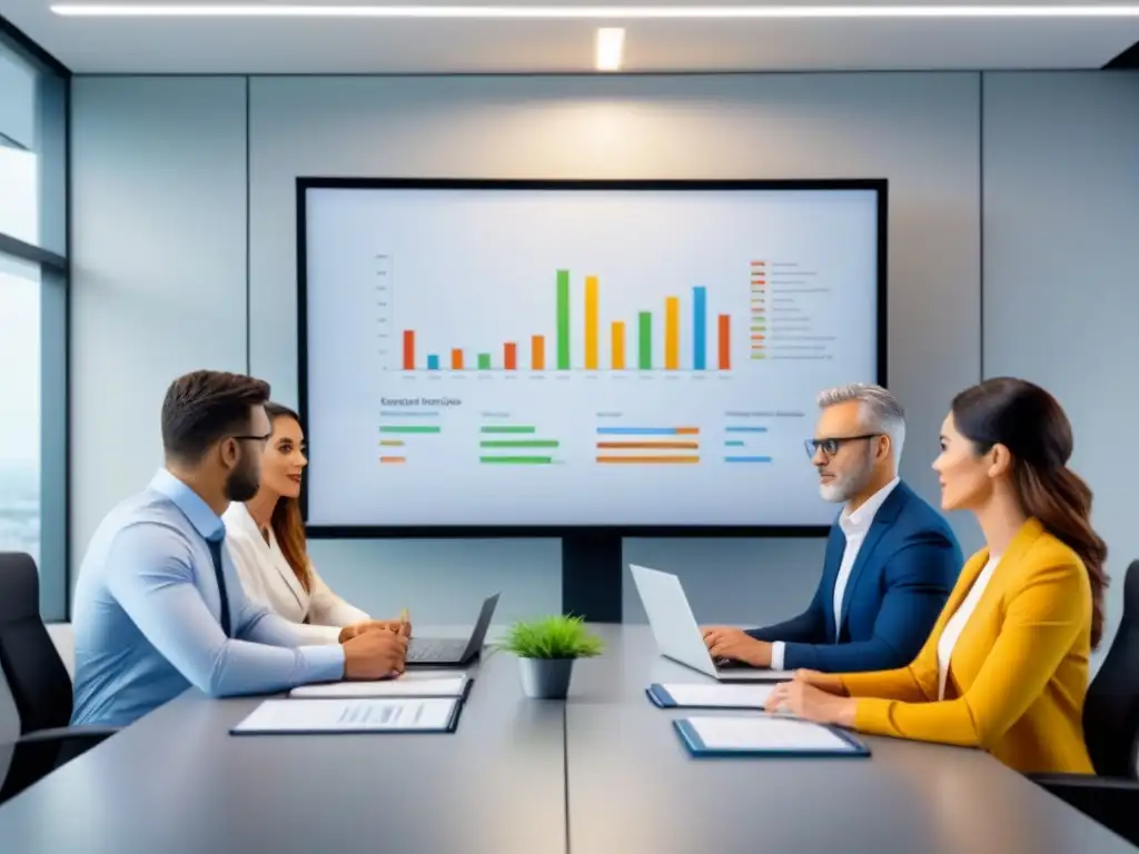 Equipo de expertos en planificación fiscal y financiera en oficina moderna Equipo diverso de profesionales discutiendo estrategias de planificación fiscal y errores comunes en propiedades en una oficina moderna