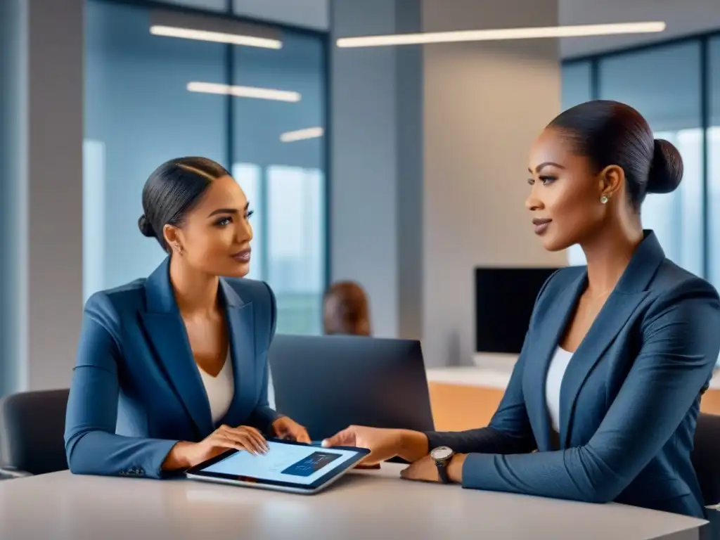 Profesionales discuten refinanciamiento hipotecario en oficina moderna Equipo diverso discutiendo refinanciamiento hipotecario en oficina moderna