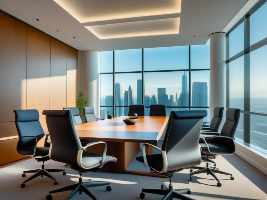 Oficina legal moderna: expertos en negociaciones inmobiliarias Escena profesional en una sala de juntas moderna con asesores legales y clientes discutiendo documentos sobre arrendamientos
