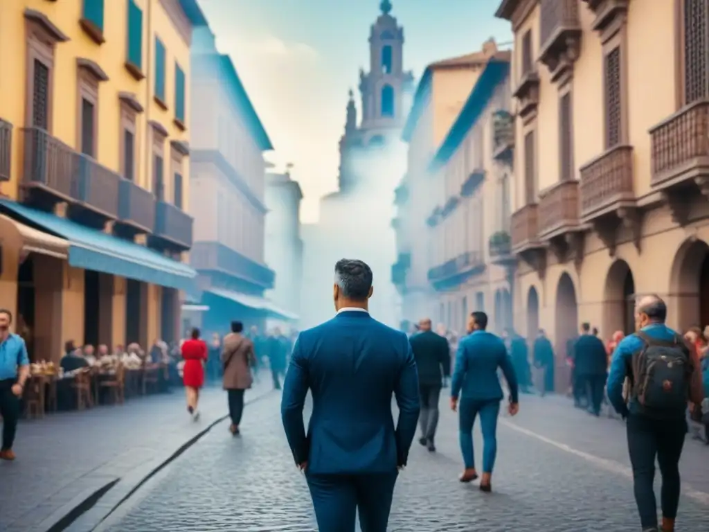 Vida urbana en España: fusión arquitectónica vibrante Escena vibrante de la vida urbana en España, fusionando arquitectura tradicional y contemporánea