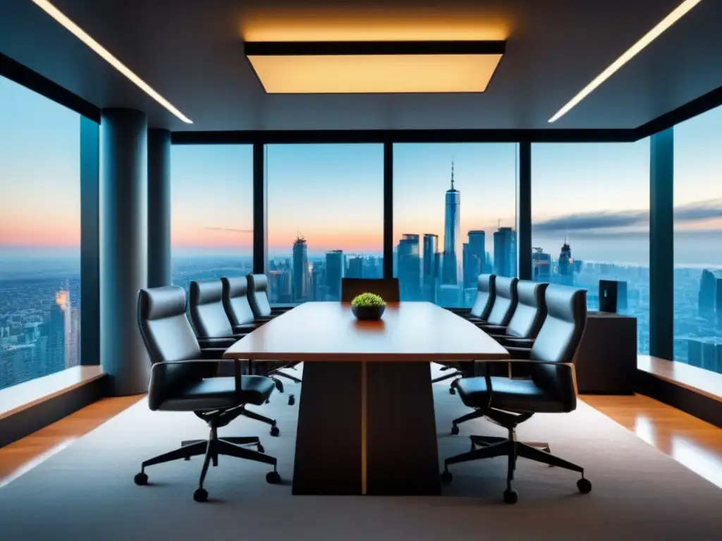 Sala de reuniones de lujo con vista panorámica a la ciudad Espacio de reuniones lujoso con vista a la ciudad