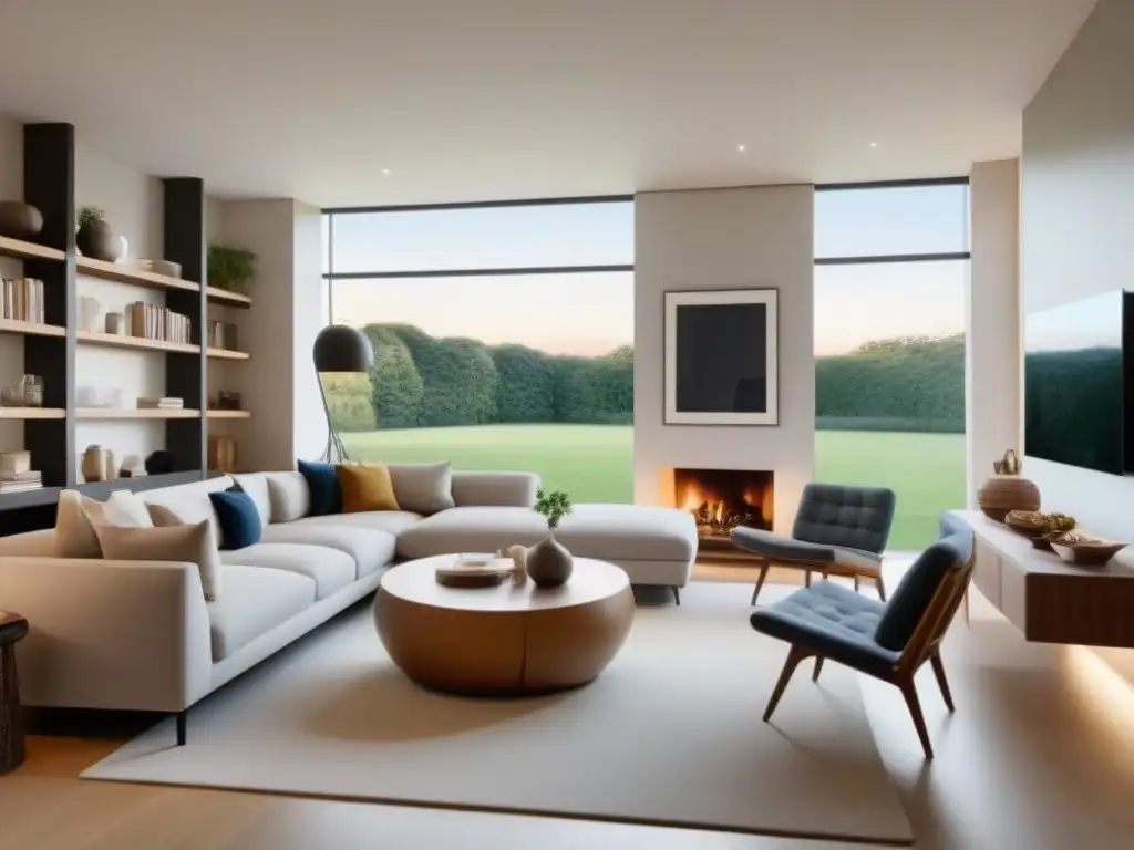 Hogar multigeneracional: espacios modernos y acogedores Espaciosa casa multigeneracional con sala acogedora, cocina moderna, estudio luminoso y comedor elegante