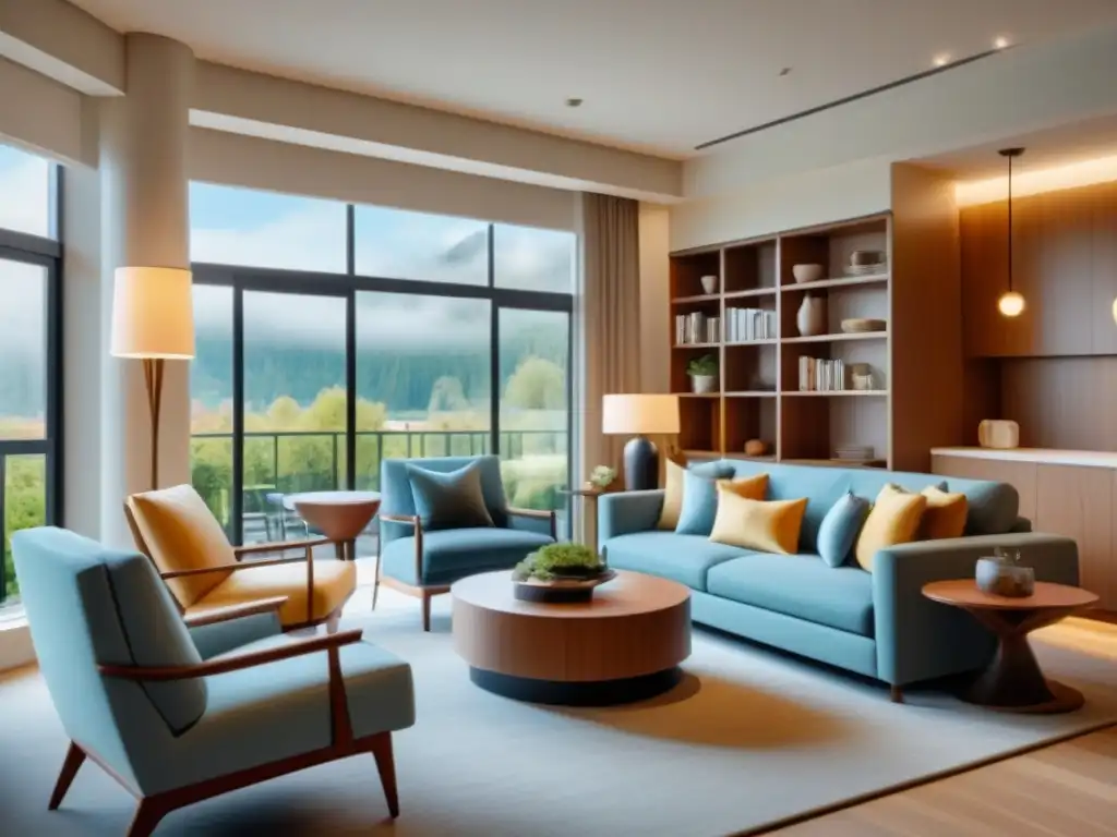 Salón de retiro moderno y acogedor, ideal para disfrutar la jubilación Espaciosa sala de estar moderna en comunidad de jubilados, con mobiliario cómodo y accesible, diseñado para Vivienda adecuada para jubilación