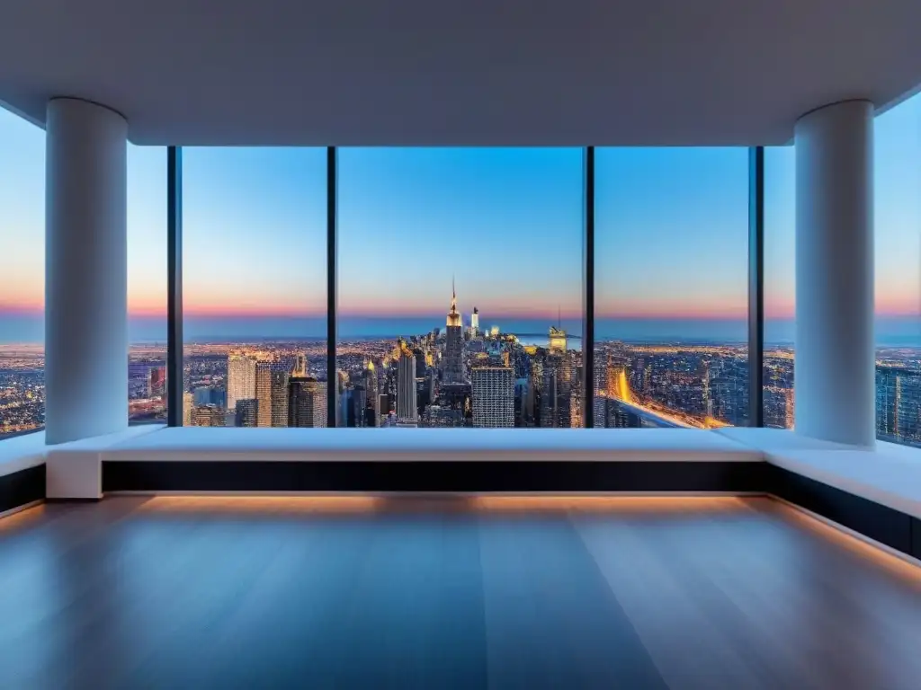 Penthouse de lujo con vistas a la ciudad Espectacular penthouse moderno con vistas a la ciudad, decorado con lujo y elegancia