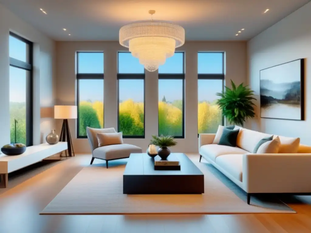 Espléndido salón de lujo: diseño moderno y elegante Espectacular sala de estar moderna en propiedad de lujo