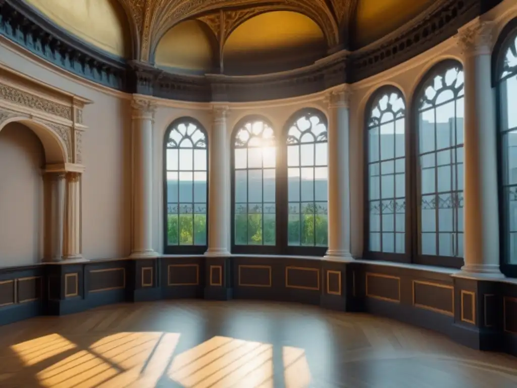Arquitectura histórica: majestuosidad en 8k Esplendor histórico en bienes raíces: majestuosa arquitectura detallada bañada en luz dorada y rodeada de exuberante vegetación