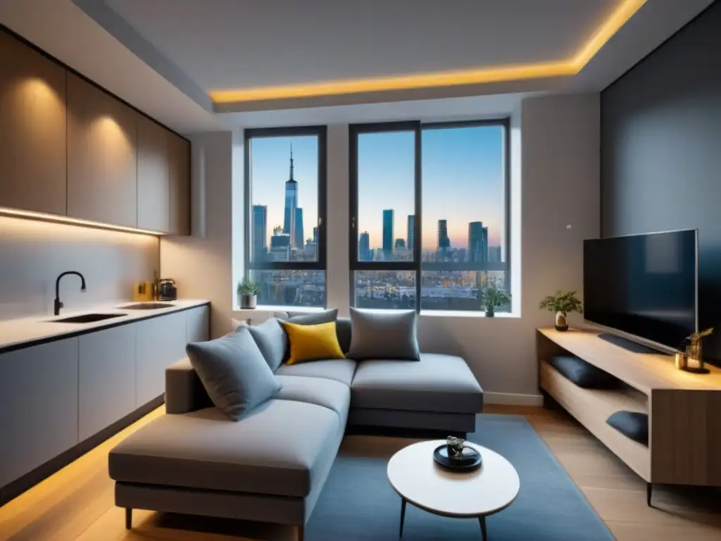 Estudio moderno minimalista con luz natural Estudio moderno con decoración minimalista y ambiente acogedor para hogares unipersonales en la ciudad