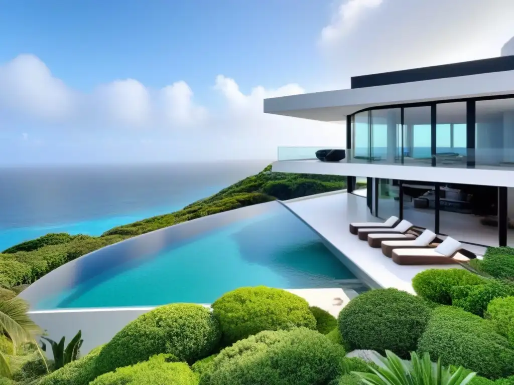 Residencia de lujo en acantilado con vistas al mar: modernidad y elegancia Exclusiva propiedad de lujo 2023: arquitectura moderna con vistas al mar, piscina infinita y jardín en la azotea