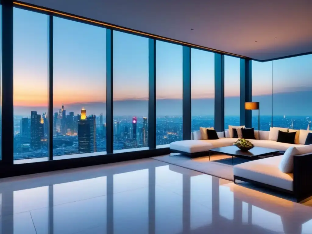 Exclusivo penthouse de lujo con vista panorámica a la ciudad, diseño elegante y ambiente sofisticado para razones invertir bienes raíces lujo