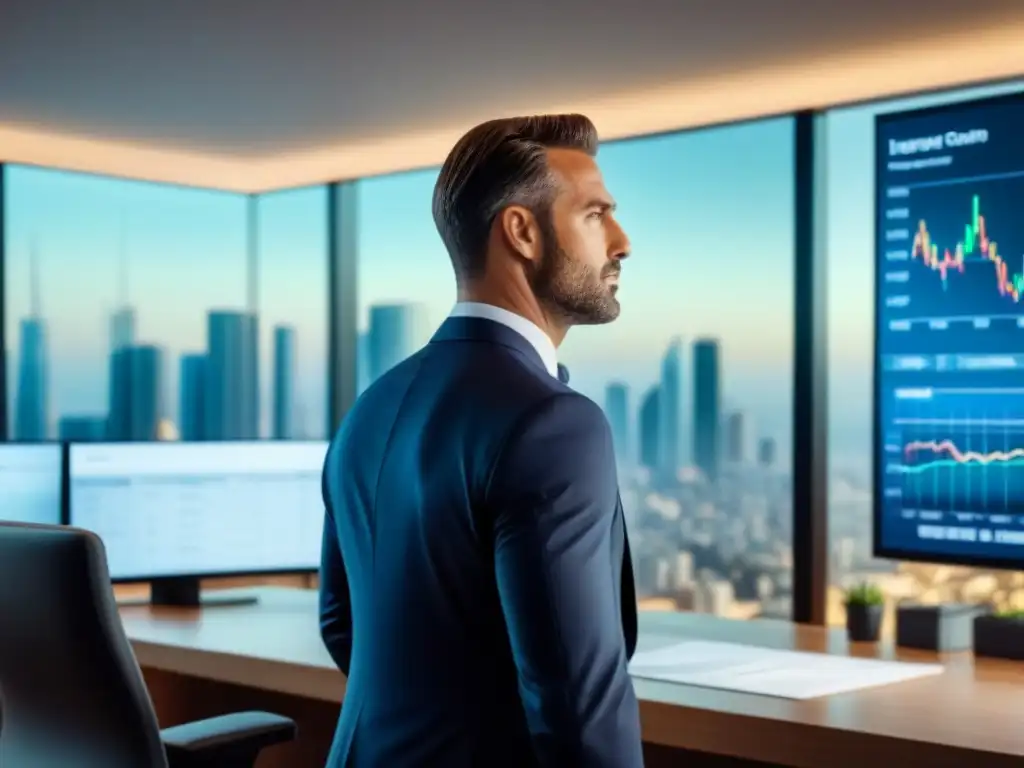 Agente inmobiliario exitoso en moderna oficina, asesorando a clientes Un exitoso agente inmobiliario en una oficina moderna, asesorando a clientes sobre Certificaciones en finanzas inmobiliarias
