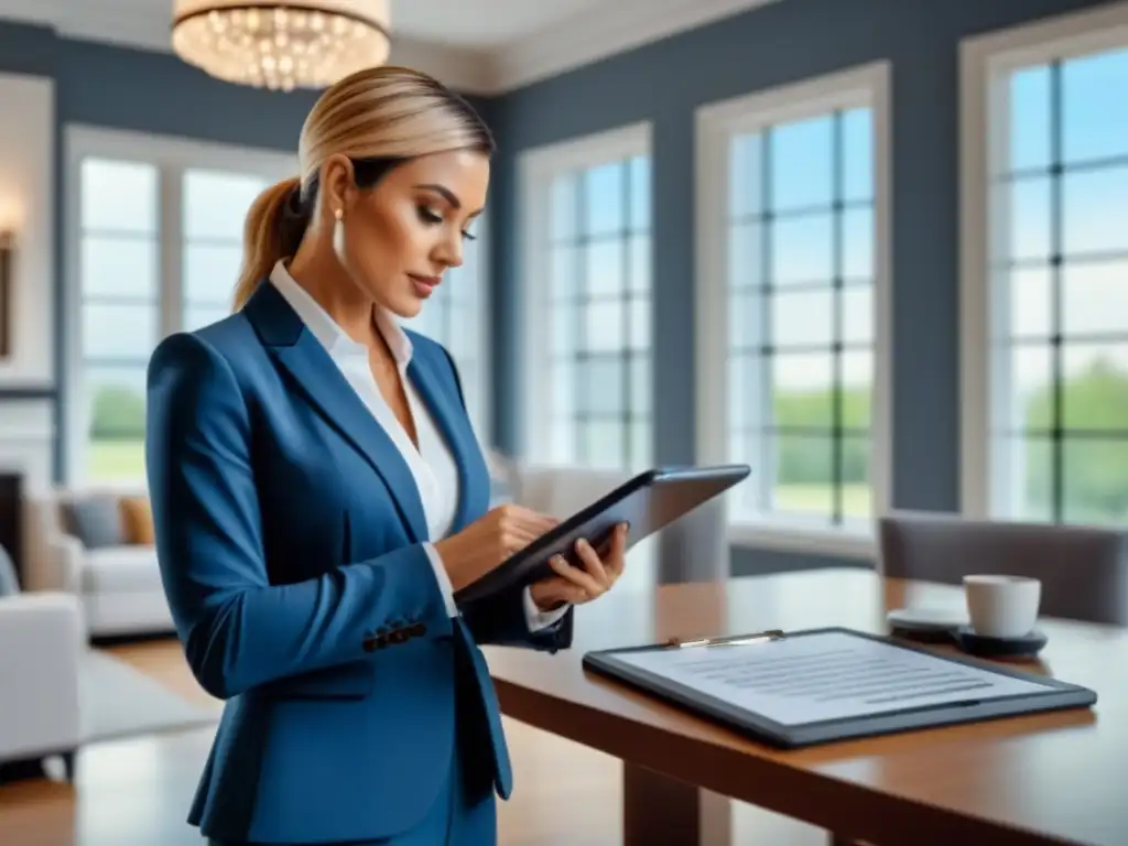 Perito inmobiliario evaluando propiedad con precisión y profesionalismo Experto en tasaciones revisando propiedad, evitando errores en tasaciones inmobiliarias