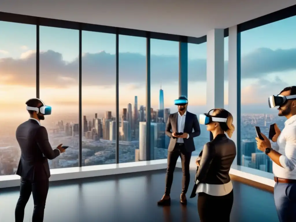 Exploración virtual en lujosa propiedad inmobiliaria Exploración inmersiva en propiedad de lujo con tecnología VR