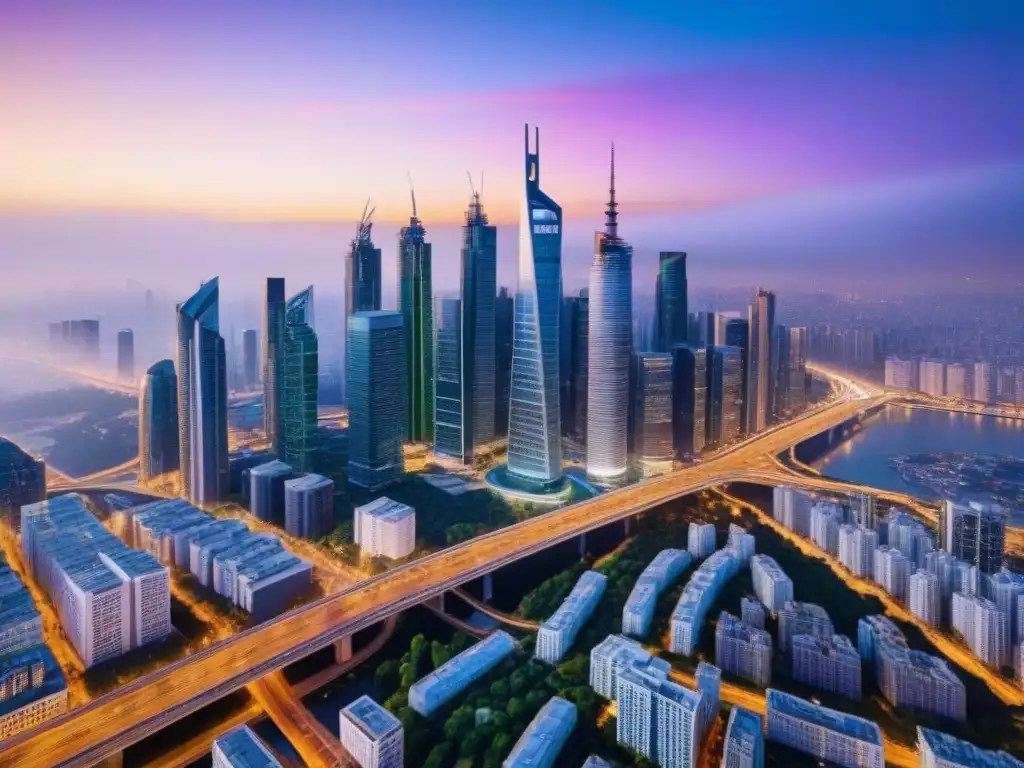 Fascinante paisaje urbano con rascacielos modernos y edificios contemporáneos, reflejando las tendencias flipping propiedades inmobiliarias
