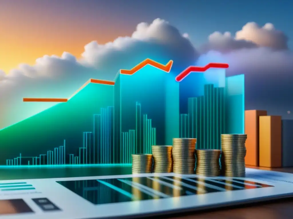 Gráfica detallada en 8k mostrando el impacto de tasas de interés en préstamo inmobiliario