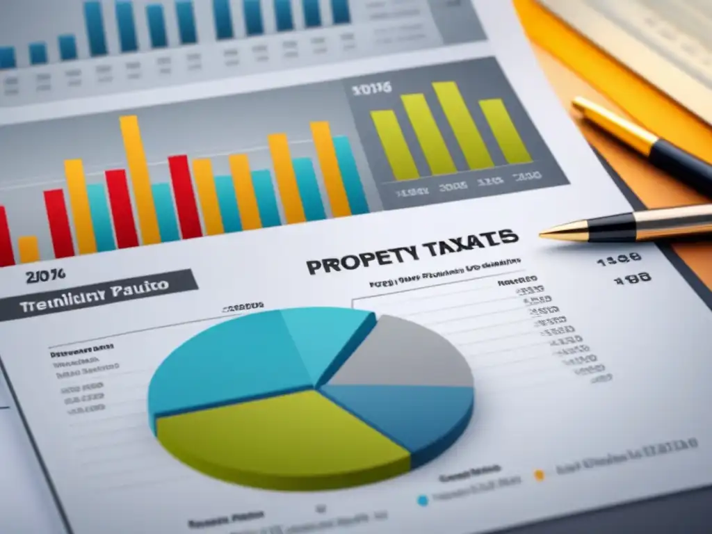 Comparativa de impuestos inmobiliarios: maximiza rentabilidad Un gráfico detallado compara el impacto de impuestos en la rentabilidad inmobiliaria, organizado de forma profesional y educativa