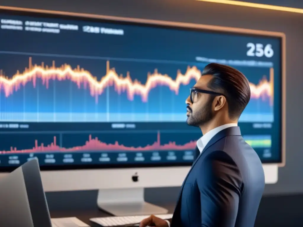 Gráfico de tendencias de mercado con diversidad en la oficina Un gráfico dinámico muestra tendencias del mercado