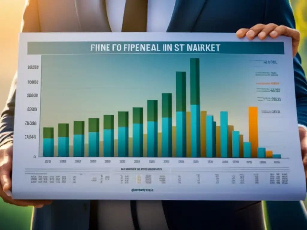 Gráfico financiero: auge del mercado inmobiliario en España Gráfico financiero detallado del mercado inmobiliario en España, lleno de datos y colores vibrantes