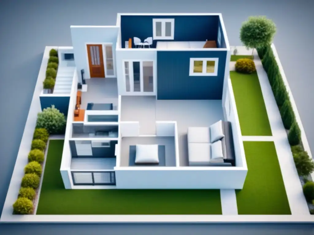 Errores comunes en flips inmobiliarios: guía detallada Gráfico moderno de un plano de casa detallado con errores comunes en flips inmobiliarios