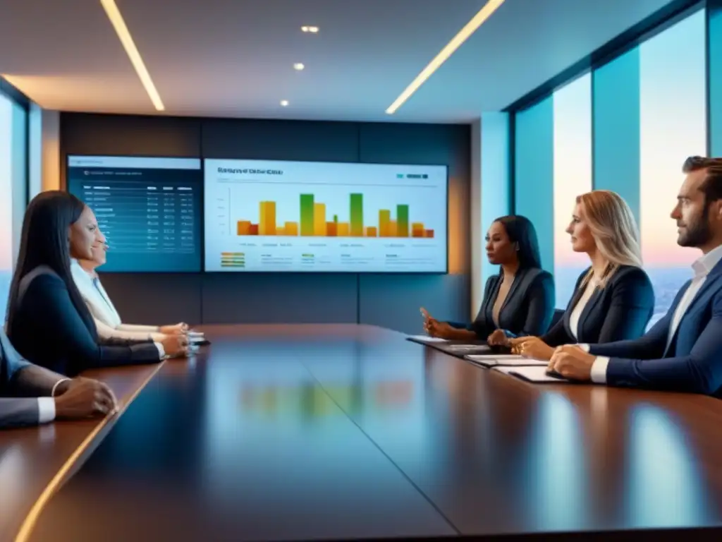 Inversores inmobiliarios diversificados analizan oportunidades de inversión Un grupo diverso de inversores inmobiliarios analizando oportunidades de inversión en una sala de juntas moderna y profesional
