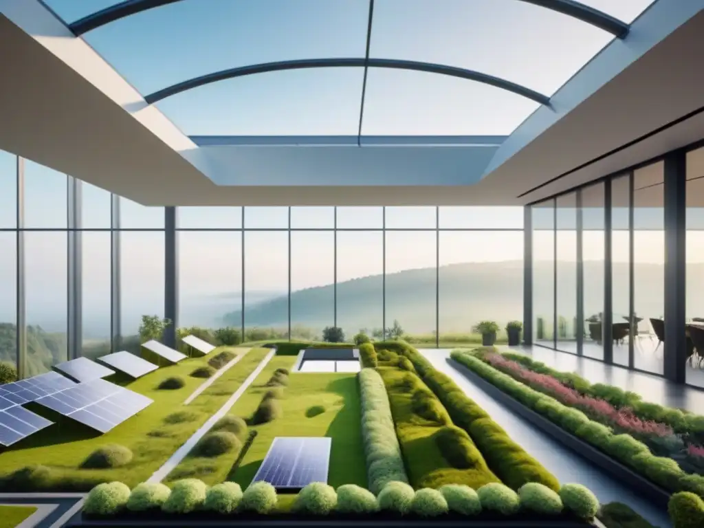 Complejo futurista sostenible: innovación en inversión inmobiliaria verde Grupo diverso debatiendo opciones sostenibles préstamos inmobiliarios en edificio futurista ecoamigable en Europa