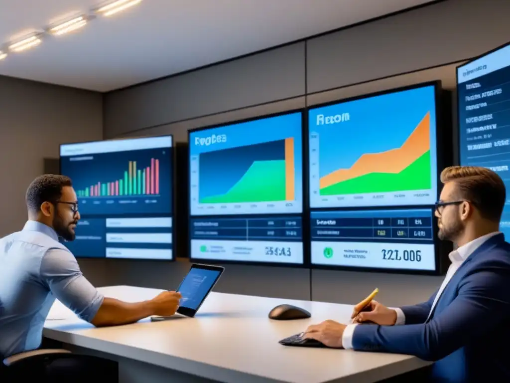 Guía detallada para calcular impuestos con profesionales en oficina moderna Grupo diverso de profesionales calculando impuestos de propiedad paso a paso en una oficina moderna con pantallas digitales y documentos fiscales