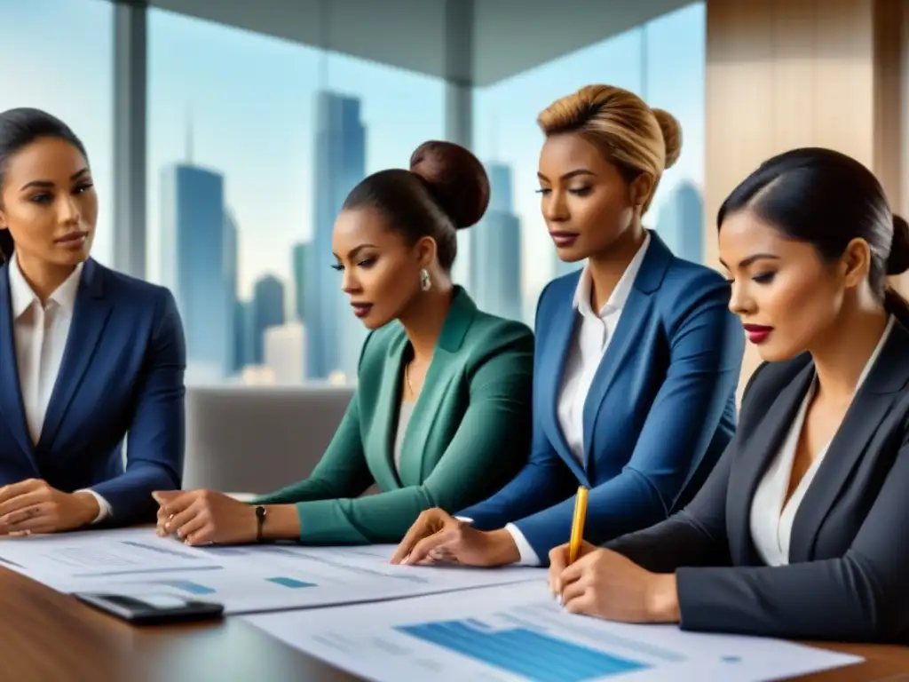 Profesionales diversificados debatiendo regulaciones inmobiliarias locales Un grupo diverso de profesionales discuten normativa financiamiento inmobiliario local
