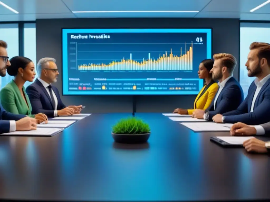 Un grupo diverso de profesionales discute sobre Invertir en REITs para principiantes en una oficina moderna