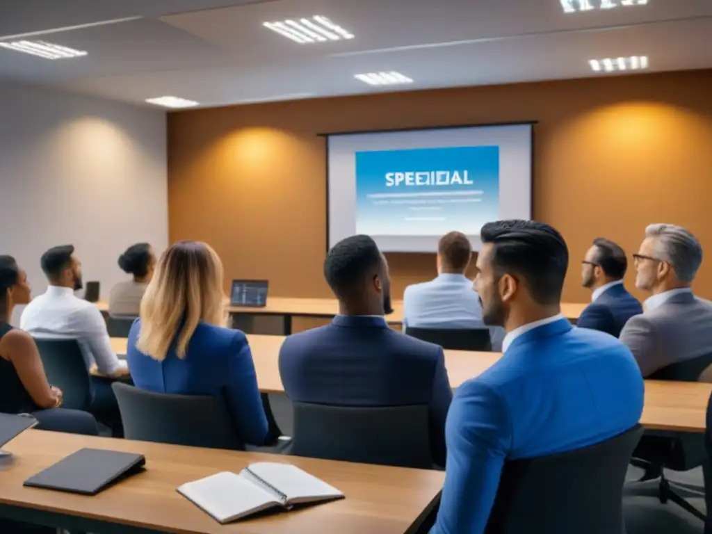 Un grupo diverso de profesionales en un taller vibrante de certificación financiamiento inmobiliario especializada