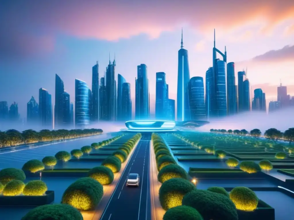 Skyline futurista: ciudad sostenible y vanguardista en 8k Historia de desarrollo urbano con financiamiento inmobiliario en una ciudad futurista sostenible