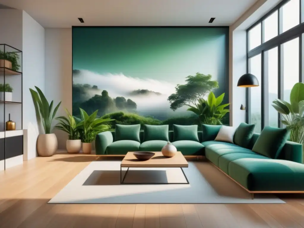 Un hogar moderno y elegante, lleno de plantas exuberantes que promueven el bienestar