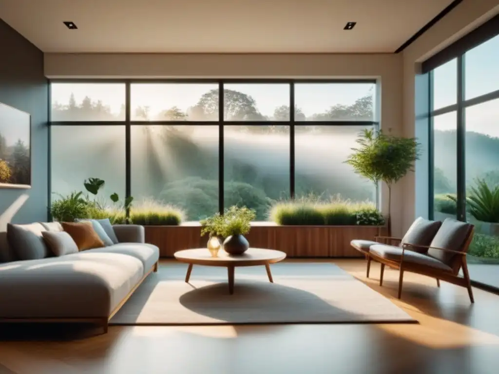 Diseño de sala moderna con jardín verde | Armonía interior-exterior Un hogar moderno que fusiona la naturaleza con elegancia, brindando bienestar psicológico