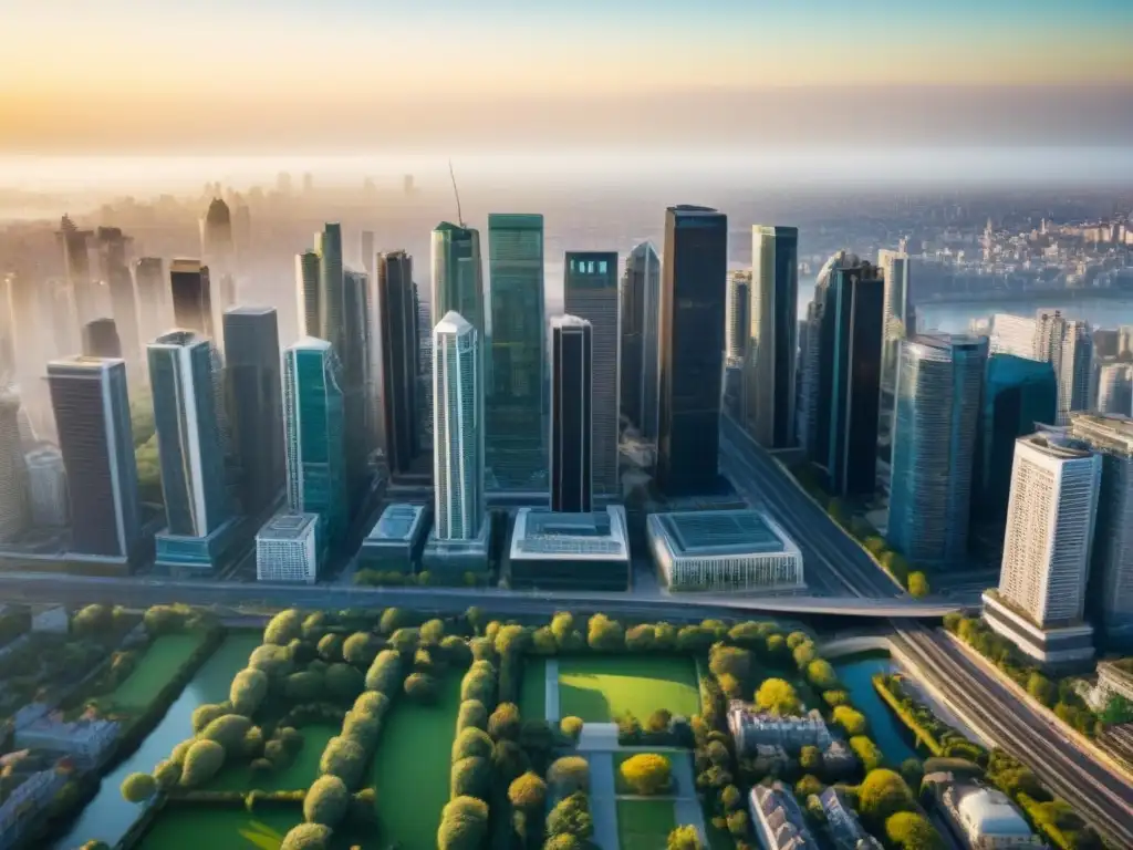 Vibrante mercado inmobiliario: paisaje urbano en crecimiento Un horizonte urbano dinámico y vibrante, reflejo del crecimiento y la oportunidad en la fidelización de clientes en inmobiliaria