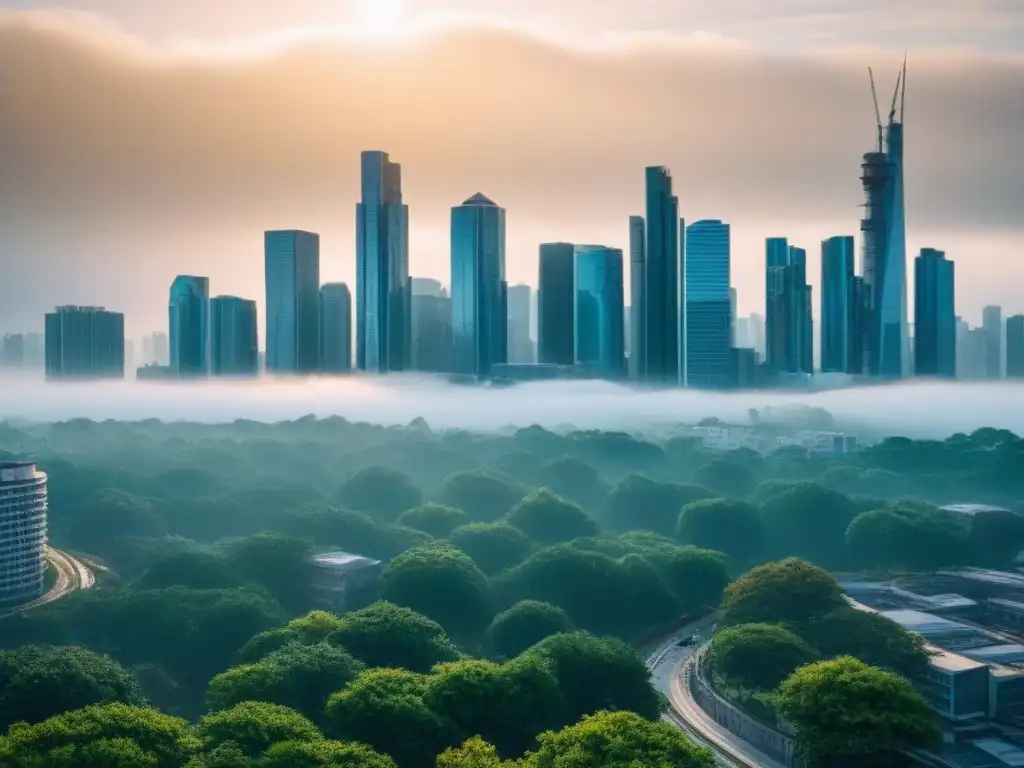 Metrópolis sostenible: inversión estratégica en vivienda Un horizonte urbano moderno con estrategias inversión alineadas políticas vivienda, profesionales en discusiones