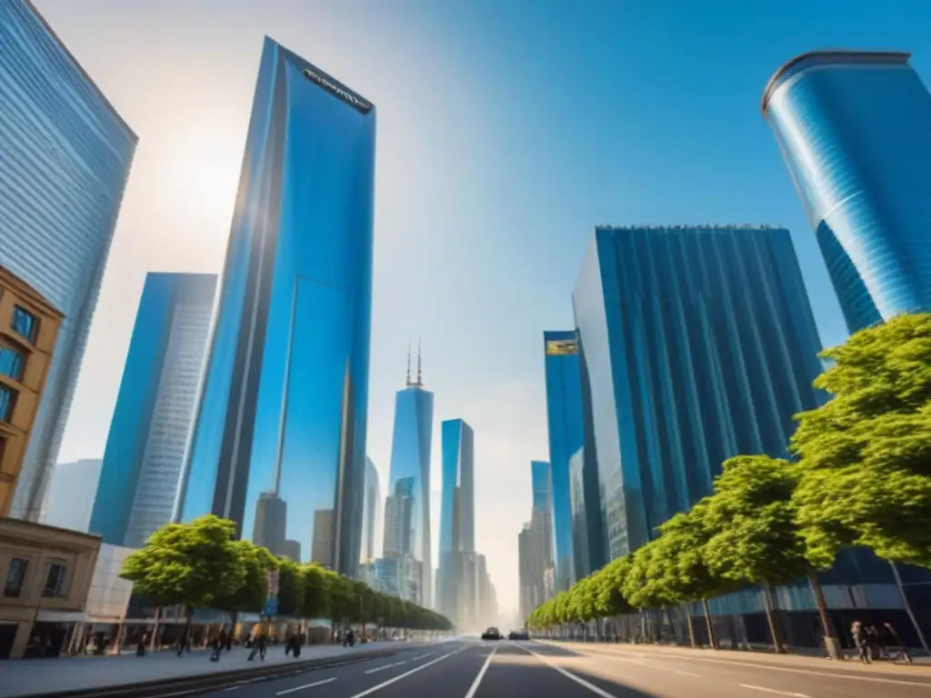 Innovación inmobiliaria: cielo de rascacielos en metrópolis moderna Horizonte urbano moderno con rascacielos elegantes bajo normativas financiamiento inmobiliario guía