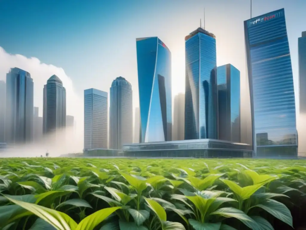 Metrópolis financiera moderna: transparencia y confianza en el sector inmobiliario Un horizonte urbano vibrante y moderno reflejando transparencia y confianza en la financiación inmobiliaria
