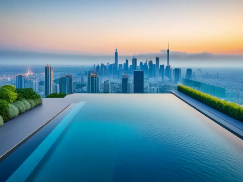 Imagen de lujo: desarrollo inmobiliario futurista con arquitectura moderna y naturaleza, ideal para invertir en bienes raíces de lujo