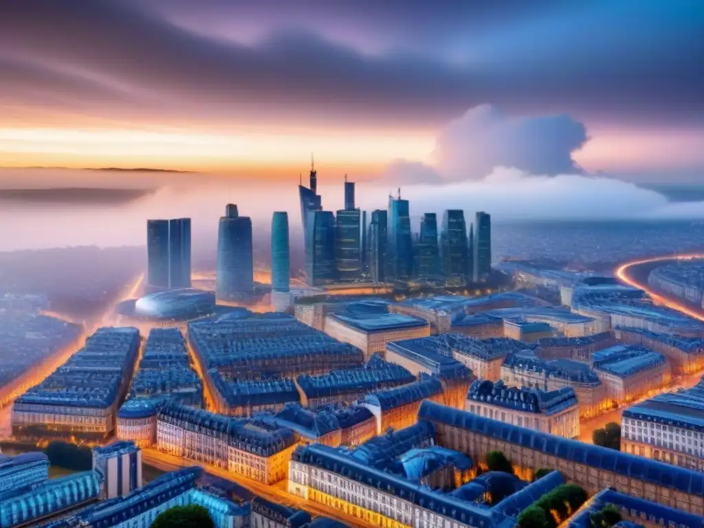 Panorama urbano post-Brexit: mezcla arquitectónica en la ciudad Impacto del Brexit en el mercado inmobiliario: vista aérea de una ciudad bulliciosa con arquitectura diversa y moderna