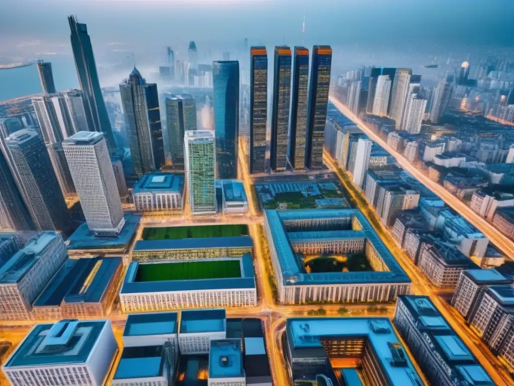 Vibrante fusión arquitectónica en la ciudad: modernidad y tradición Impacto del crecimiento urbano en el mercado inmobiliario: fusión de rascacielos modernos y edificios históricos en una ciudad vibrante